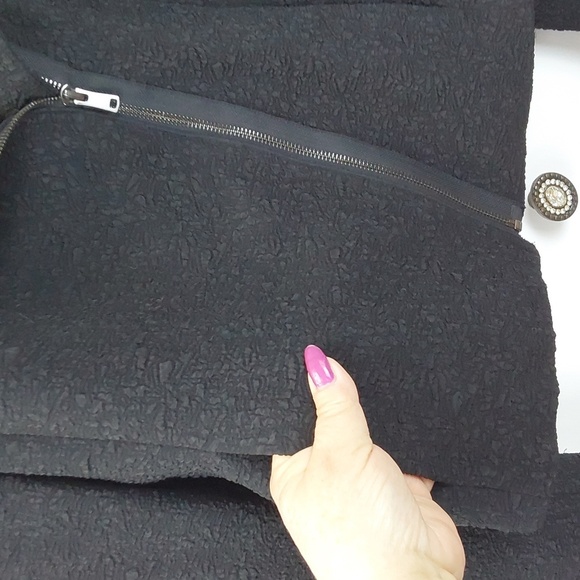 Ann Taylor Black Textured Jacket/Sports Coat Zip Pockets Elegant Office. Sz.6 - Picture 2 of 7